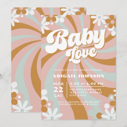 Groovy Boho Baby Shower Einladung (Vorne/Hinten)