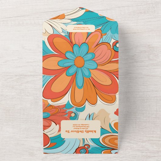 Groovy Boho Beachy Fun Vibes Wedding All In One Einladung (Außenbereich)