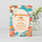 Groovy Boho Beachy Fun Vibes Wedding Einladung (Stehend Vorderseite)