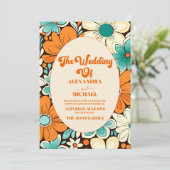 Groovy Boho Beachy Fun Vibes Wedding Einladung (Stehend Vorderseite)