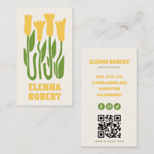 groovy Boho-Blumen Schrift Geschäftskarte Visitenkarte