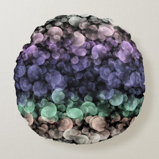 Groovy Boho Bubbles Eclectic Uingender Prilag Rundes Kissen (Vorderseite)