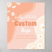 Groovy Boho Daisy Birthday Party Table Sign Poster (Vorne)