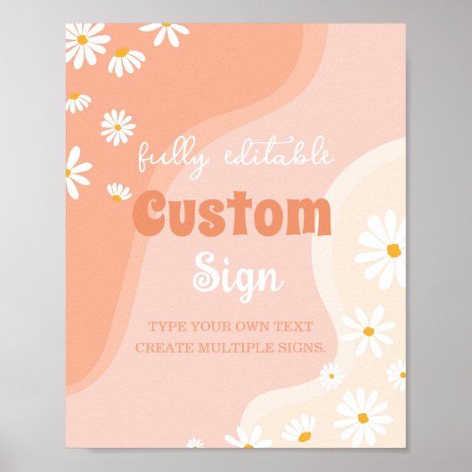 Groovy Boho Daisy Birthday Party Table Sign Poster (Vorne)