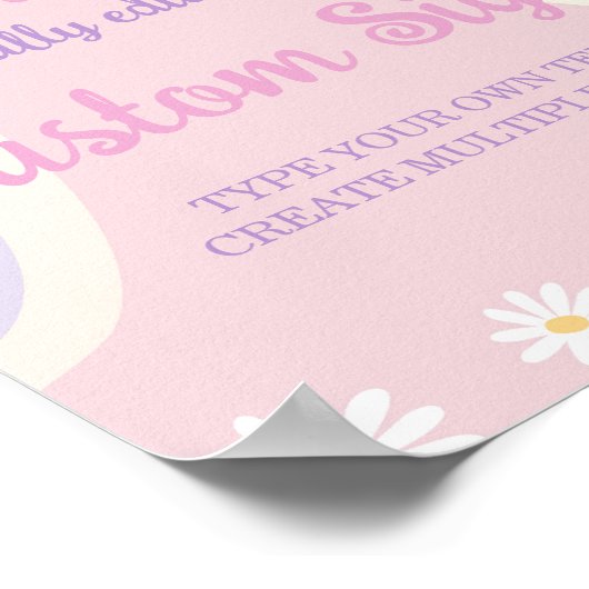 Groovy Boho Daisy Birthday Party Table Sign Poster (Ecke)