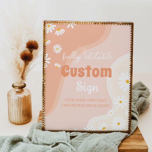 Groovy Boho Daisy Birthday Party Table Sign Poster