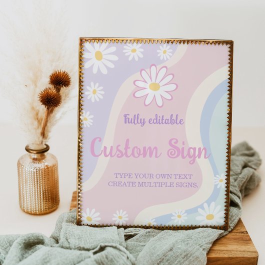 Groovy Boho Daisy Birthday Party Table Sign Poster