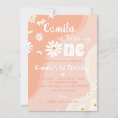 Groovy Boho Daisy Einladung zum 1. Geburtstag (Vorderseite)