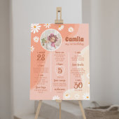Groovy Boho Daisy First Birthday Milestone Sign Poster