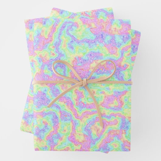 Groovy Boho Hippie Bright Pastel Rainbow Marble Geschenkpapier Set (Beispiel)
