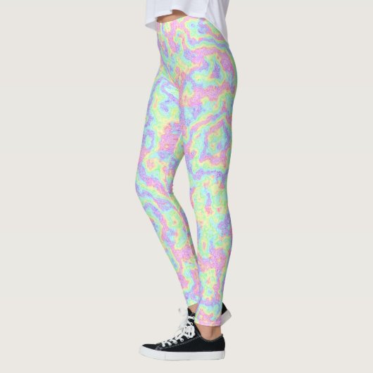 Groovy Boho Hippie Bright Pastel Rainbow Marble Leggings (Links)