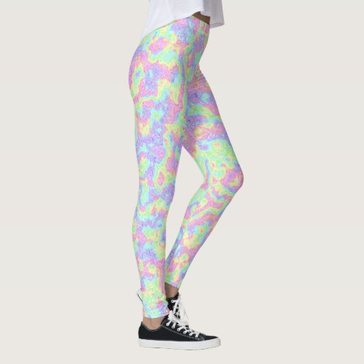 Groovy Boho Hippie Bright Pastel Rainbow Marble Leggings (Rechts)
