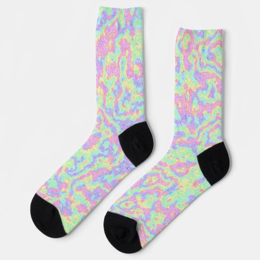 Groovy Boho Hippie Bright Pastel Rainbow Marble Socken (Linkes Detail)