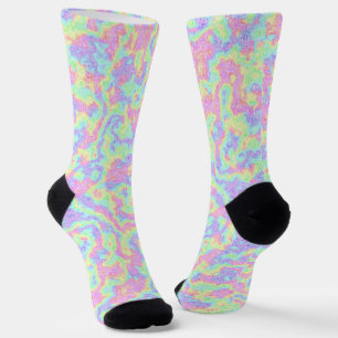 Groovy Boho Hippie Bright Pastel Rainbow Marble Socken