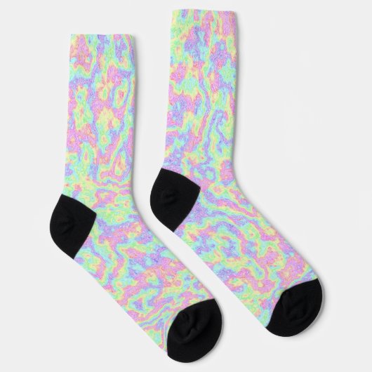 Groovy Boho Hippie Bright Pastel Rainbow Marble Socken (Rechts)
