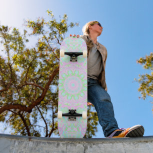 Groovy Boho Hippie Colorful Funky Pastel Mandala Skateboard