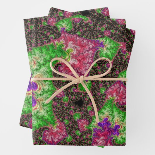 Groovy Boho Hippie Funky Spiry Fraktal Art Geschenkpapier Set (Beispiel)
