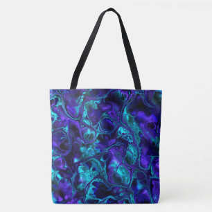 Groovy Boho Lebendiges Blau Monochromes Fraktal-Ma Tasche