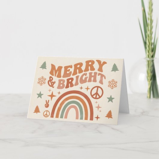 Groovy Boho Merry & Bright Weihnachten (Vorderseite)