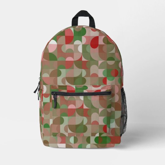 Groovy Boho Mod Retro Geometric Christmas Bedruckter Rucksack (Vorderseite)