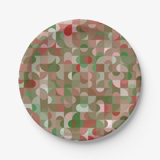 Groovy Boho Mod Retro Geometric Christmas Pappteller (Vorderseite)
