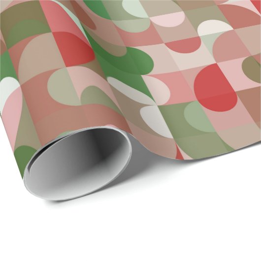 Groovy Boho Mod Retro Geometric Christmas Wrapping Geschenkpapier (Rolleneckpunkt)
