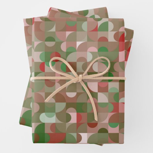 Groovy Boho Mod Retro Geometric Christmas Wrapping Geschenkpapier Set (Beispiel)