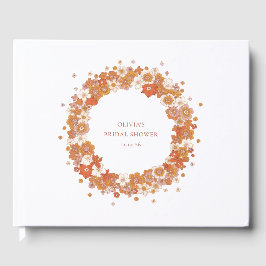 Groovy Boho Orange Brautparty Custom Gästebuch