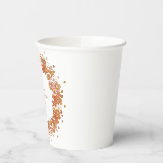 Groovy Boho Orange Brautparty Custom Pappbecher (Links)