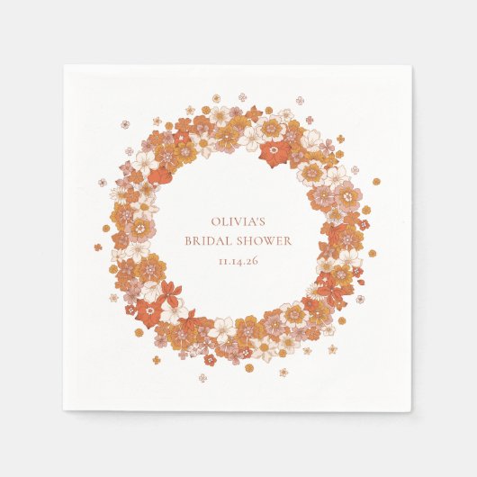 Groovy Boho Orange Brautparty Custom Serviette (Vorderseite)