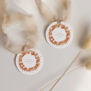 Groovy Boho Orange Floral Brautparty Benutzerdefin Geschenkanhänger
