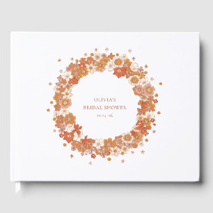 Groovy Boho Orange Florale Brautparty nach Maß Gästebuch