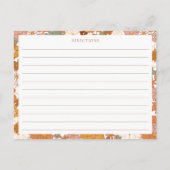 Groovy Boho Orange Wildblume Dusche Rezeptkarte Postkarte (Rückseite)