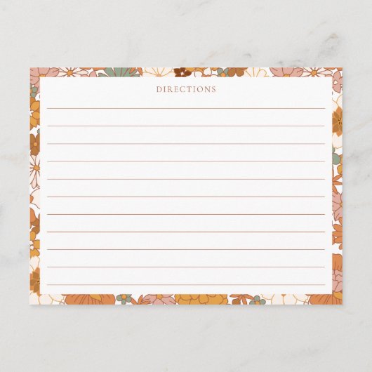 Groovy Boho Orange Wildblume Dusche Rezeptkarte Postkarte (Rückseite)