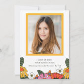 Groovy Boho Retro Blume Foto Graduation Party Einladung (Rückseite)