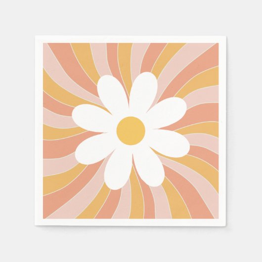 Groovy Boho Retro Daisy Sunshine Serviette (Vorderseite)