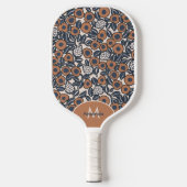 Groovy Boho Retro Floral Hippie Modern Monogram Pickleball Schläger (Vorderseite)