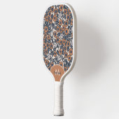 Groovy Boho Retro Floral Hippie Modern Monogram Pickleball Schläger (Links)