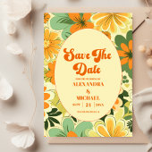 Groovy Boho Retro Floral Wedding Save The Date