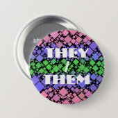 Groovy Boho Retro Mod Geometric Trigender Pride Button (Vorne & Hinten)