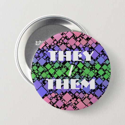 Groovy Boho Retro Mod Geometric Trigender Pride Button (Vorne & Hinten)