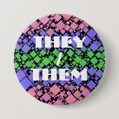 Groovy Boho Retro Mod Geometric Trigender Pride Button (Vorderseite)