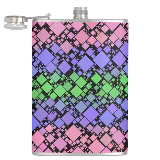 Groovy Boho Retro Mod Geometric Trigender Pride Flachmann (Geöffnet)