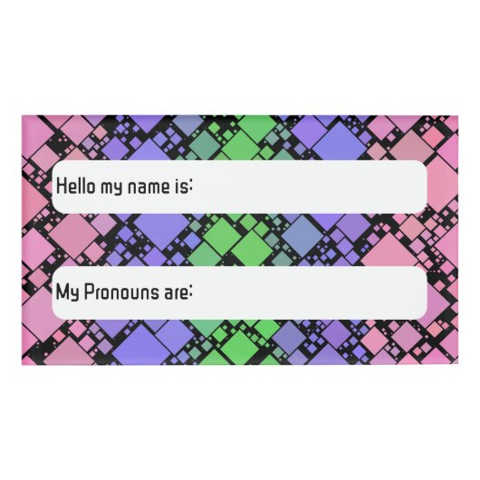 Groovy Boho Retro Mod Geometric Trigender Pride Namenschild (Vorderseite)