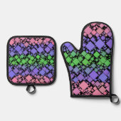 Groovy Boho Retro Mod Geometric Trigender Pride Ofenhandschuh & Topflappen-Set (Vorderseite)