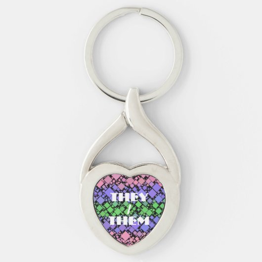 Groovy Boho Retro Mod Geometric Trigender Pride Schlüsselanhänger (Vorderseite)
