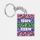 Groovy Boho Retro Mod Geometric Trigender Pride Schlüsselanhänger (Vorderseite links)
