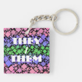 Groovy Boho Retro Mod Geometric Trigender Pride Schlüsselanhänger (Rückseite)