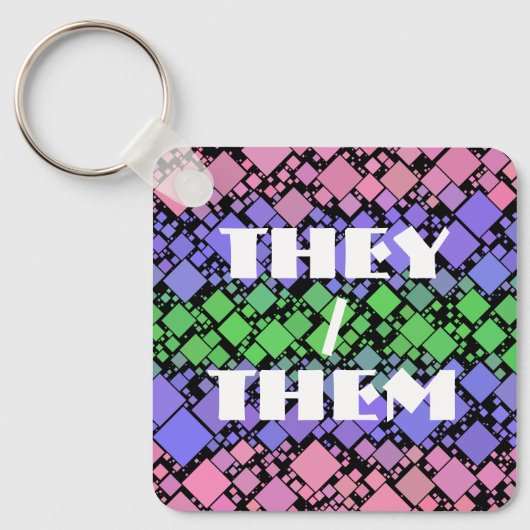 Groovy Boho Retro Mod Geometric Trigender Pride Schlüsselanhänger (Vorderseite)