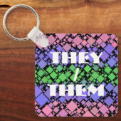 Groovy Boho Retro Mod Geometric Trigender Pride Schlüsselanhänger (Vorderseite)